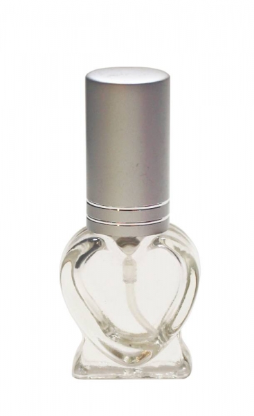 Parfümflasche Glas Herz 5ml inkl. Spray silber